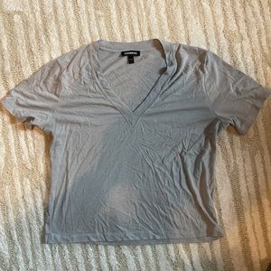 Grey/silver Express high waisted vneck tee